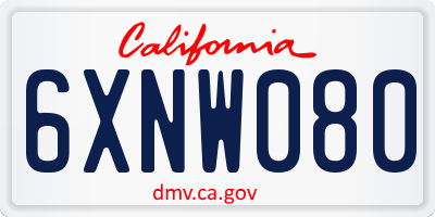 CA license plate 6XNW080