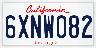 CA license plate 6XNW082