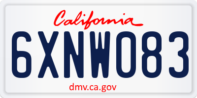 CA license plate 6XNW083