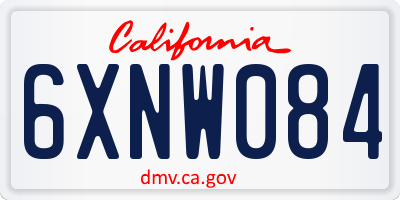 CA license plate 6XNW084