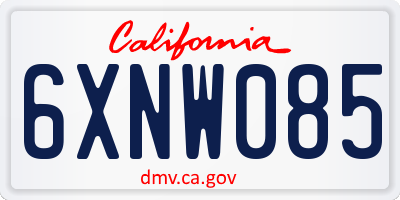 CA license plate 6XNW085
