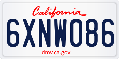 CA license plate 6XNW086