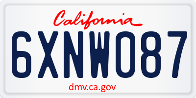 CA license plate 6XNW087