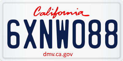 CA license plate 6XNW088