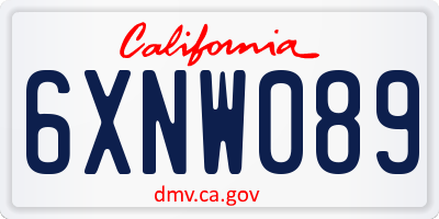 CA license plate 6XNW089