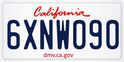 CA license plate 6XNW090