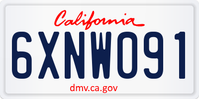 CA license plate 6XNW091