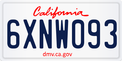 CA license plate 6XNW093