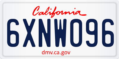 CA license plate 6XNW096