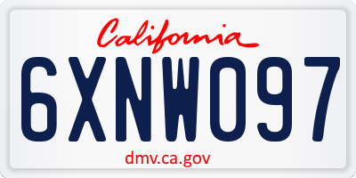 CA license plate 6XNW097