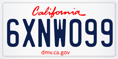 CA license plate 6XNW099