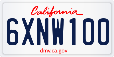 CA license plate 6XNW100