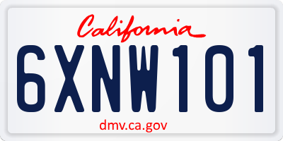 CA license plate 6XNW101
