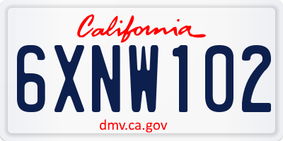 CA license plate 6XNW102