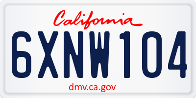 CA license plate 6XNW104