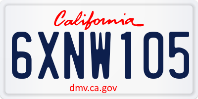 CA license plate 6XNW105