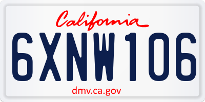 CA license plate 6XNW106