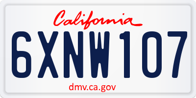 CA license plate 6XNW107