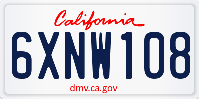 CA license plate 6XNW108