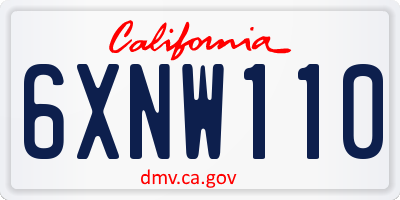 CA license plate 6XNW110
