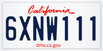 CA license plate 6XNW111