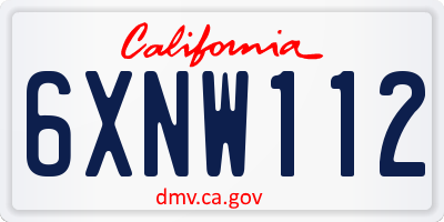 CA license plate 6XNW112