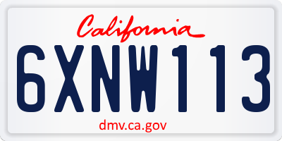CA license plate 6XNW113