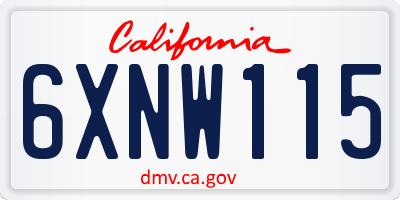 CA license plate 6XNW115