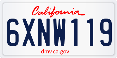 CA license plate 6XNW119