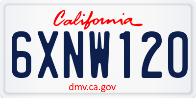 CA license plate 6XNW120