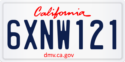 CA license plate 6XNW121