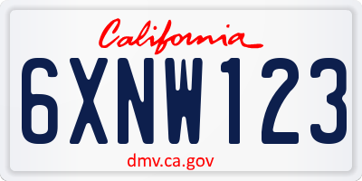 CA license plate 6XNW123