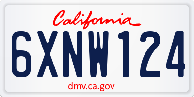 CA license plate 6XNW124