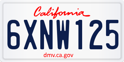 CA license plate 6XNW125