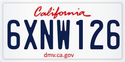 CA license plate 6XNW126
