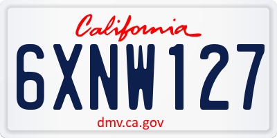 CA license plate 6XNW127