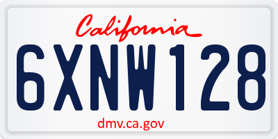 CA license plate 6XNW128