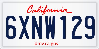 CA license plate 6XNW129