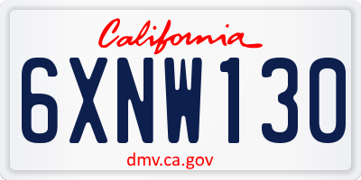 CA license plate 6XNW130