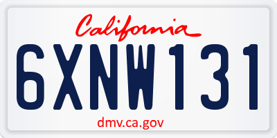 CA license plate 6XNW131