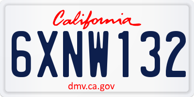 CA license plate 6XNW132
