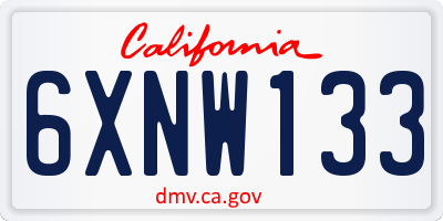 CA license plate 6XNW133