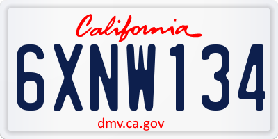 CA license plate 6XNW134
