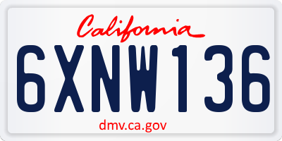 CA license plate 6XNW136
