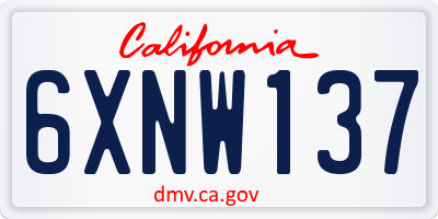 CA license plate 6XNW137