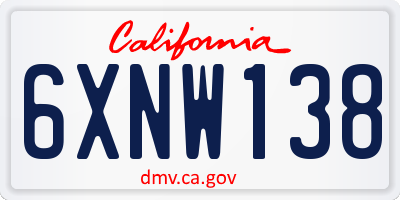 CA license plate 6XNW138