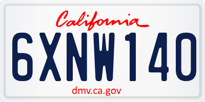 CA license plate 6XNW140
