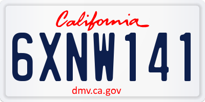 CA license plate 6XNW141