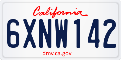 CA license plate 6XNW142