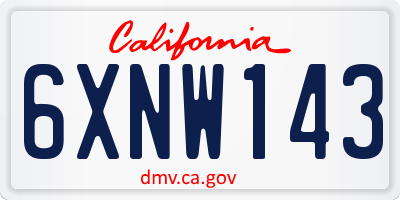 CA license plate 6XNW143